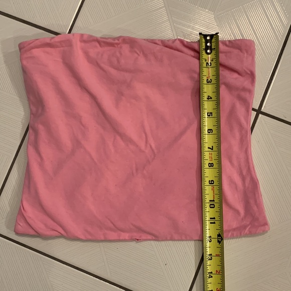 3 strapless tube tops (bandeau tops): 1 pink; 1 green; 1 red with white stripes. - Picture 4 of 11